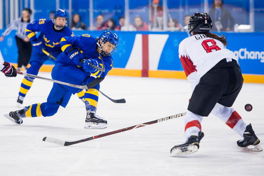 Emilia Ramboldt of Sweden in the Women's Ice Hockey