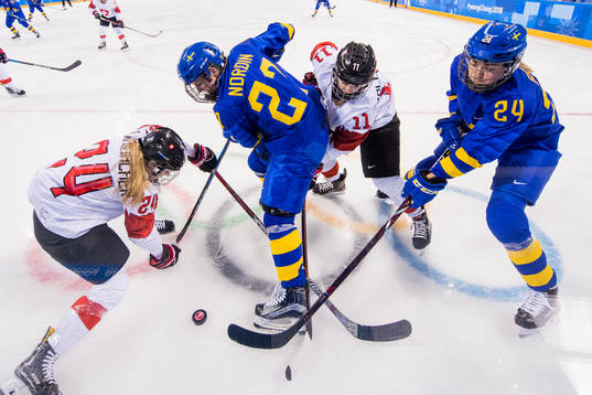 Isabel Waidacher and Sabrina Zollinger of Switzerland fight