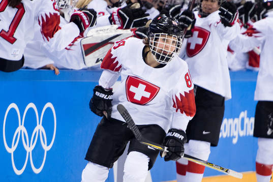 Phoebe Staenz of Switzerland celebrates the 1-2 goal in the