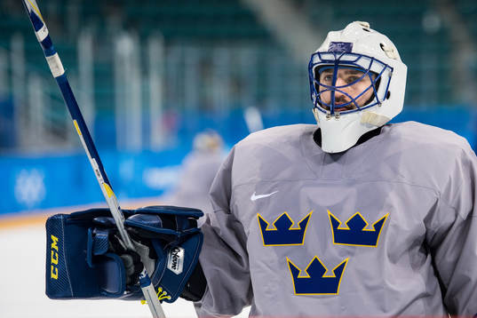 Goaltender Jhonas Enroth of Sweden