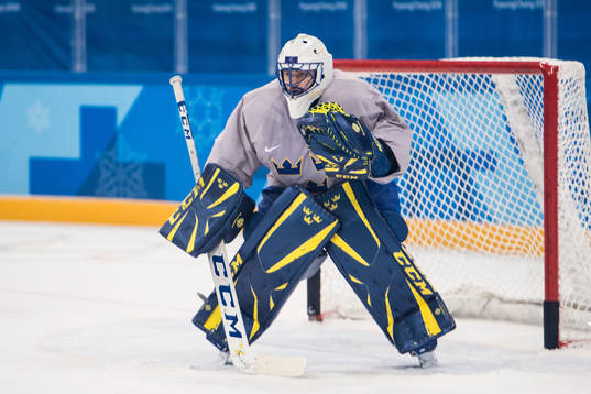 Goaltender Jhonas Enroth of Sweden