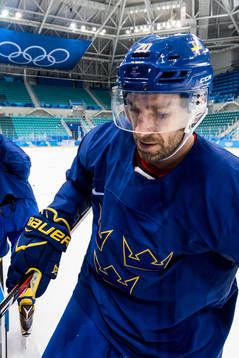 Joel Lundqvist of Sweden leaves the ice