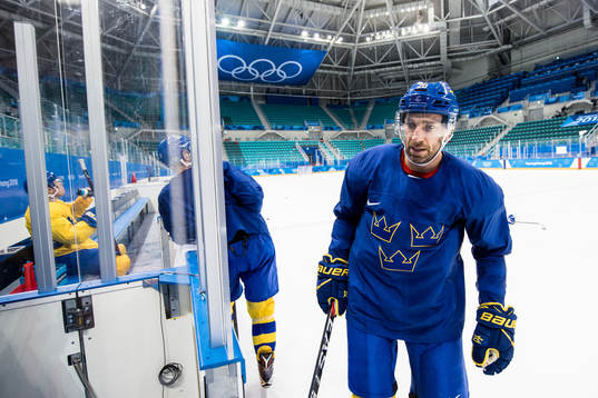 Joel Lundqvist of Sweden leaves the ice