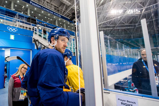 Staffan Kronwall of Sweden leaves the ice