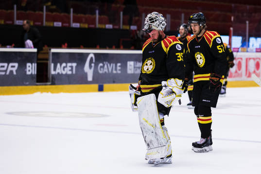 Brynäs målvakt David Rautio och Christopher Liljewall