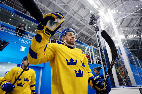 Joel Lundqvist of Sweden enters for the warm up in the