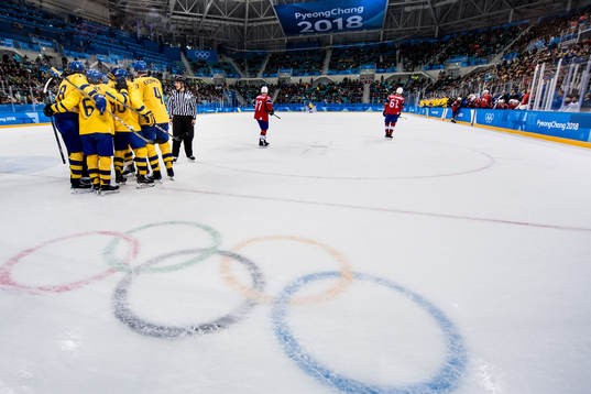 Players of Sweden celebrates 0-2 by Anton Lander of Sweden