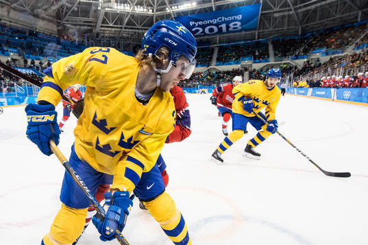 John Norman of Sweden in the Men's Ice Hockey Preliminary