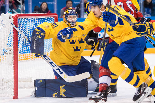 Goaltender Viktor Fasth of Sweden in the Men's Ice Hockey