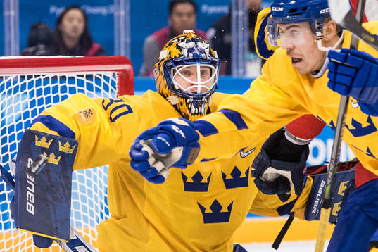 Goaltender Viktor Fasth of Sweden in the Men's Ice Hockey