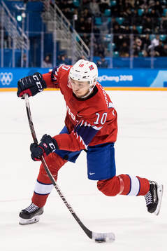 Mattias Nørstebø of Norway in the Men's Ice Hockey
