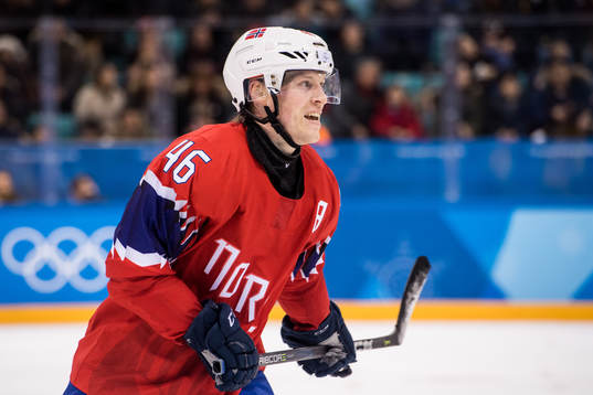 Mathis Olimb of Norway in the Men's Ice Hockey Preliminary