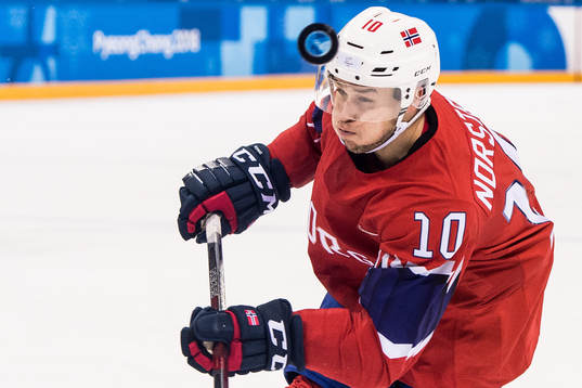 Mattias Nørstebø of Norway in the Men's Ice Hockey