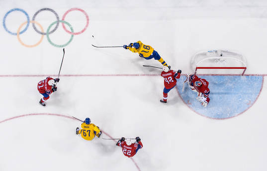 Dennis Everberg of Sweden and Linus Omark of Sweden against