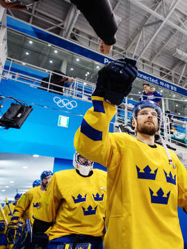 Fredrik Pettersson of Sweden enters the ice prior to the