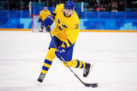 Dennis Everberg of Sweden scores the 0-3 goal in the Men's