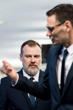 Rikard Grönborg, Head Coach of Sweden and Peter Popovic,