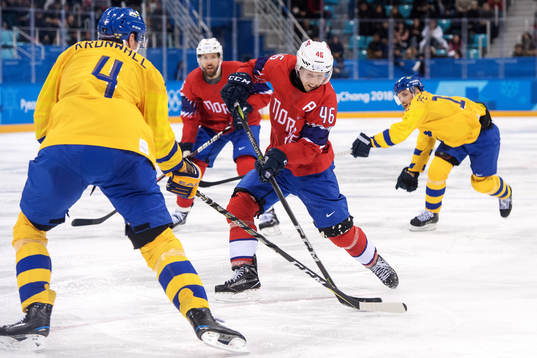 Mathis Olimb of Norway in the Men's Ice Hockey Preliminary