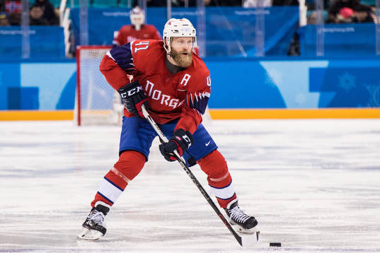Patrick Thoresen of Norway in the Men's Ice Hockey