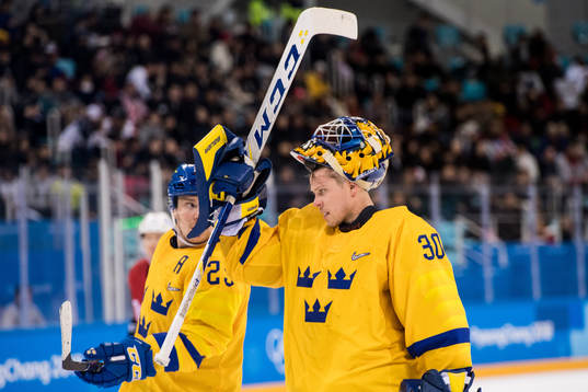 Goaltender Viktor Fasth of Sweden in the Men's Ice Hockey
