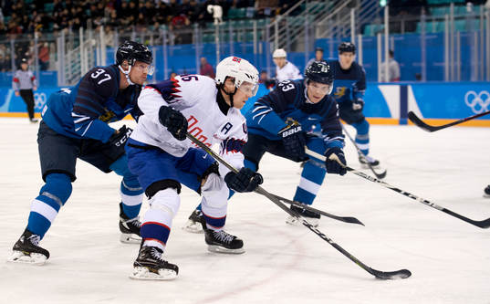 Mathis Olimb of Norway in the ice hockey game between