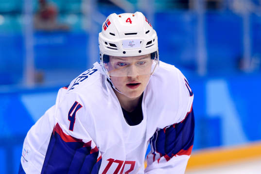 Johannes Johannesen of Norway in the ice hockey game