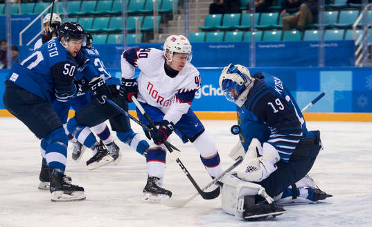 Miika KOIVISTO and goaltender Mikko KOSKINEN of Finland and