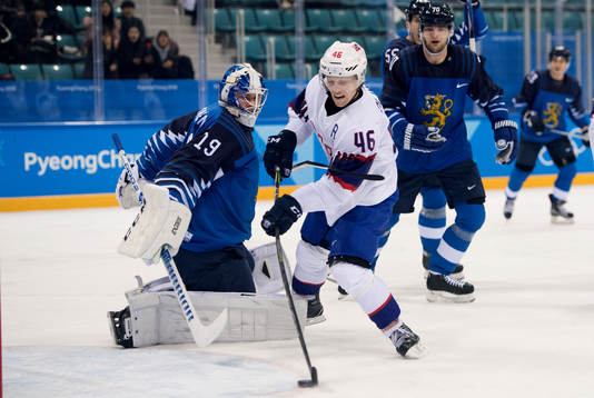 Goaltender Mikko Koskinen of Finland  watch when Mathis