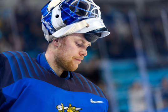 Goaltender Mikko Koskinen of Finland in the ice hockey game