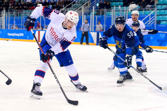 Anders Bastiansen of Norway in the ice hockey game between