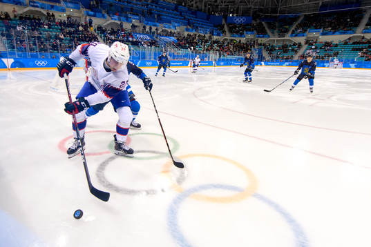 Anders Bastiansen of Norway in the ice hockey game between