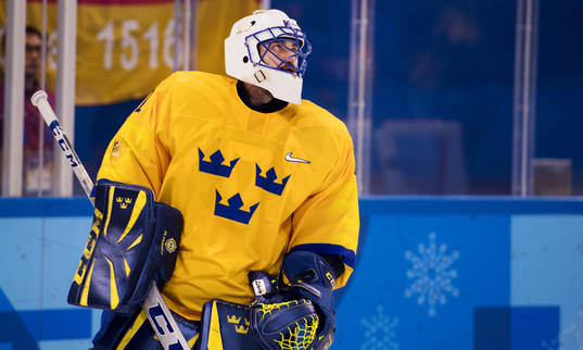 Goaltender Jhonas Enroth of Sweden