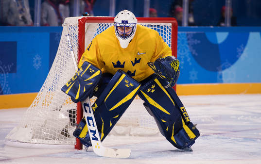 Goaltender Jhonas Enroth of Sweden