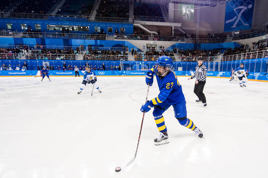 Emma Nordin of Sweden in the ice hockey quarterfinal