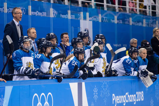 Team Finland in the ice hockey quarterfinal between Finland