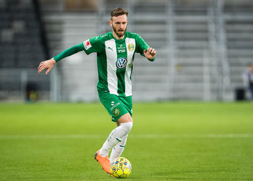 Hammarbys Simon Sandberg med bollen
