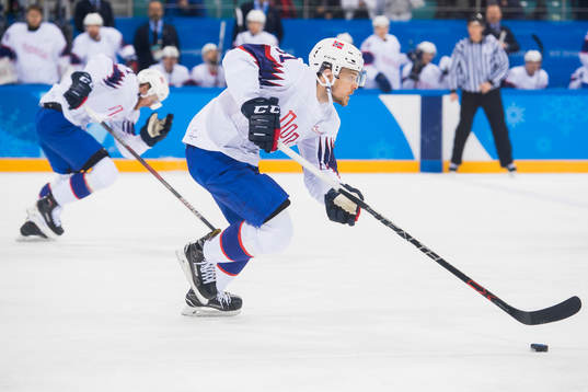 Mats Rosseli Olsen of Norway in the Men's Ice Hockey