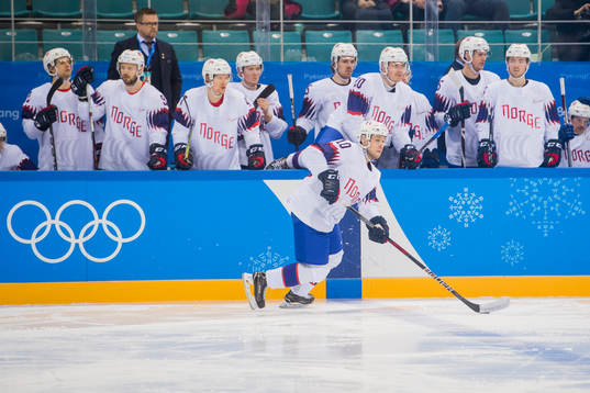 Mattias Nørstebø of Norway in the Men's Ice Hockey