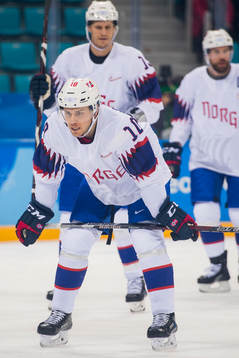 Mattias Nørstebø of Norway in the Men's Ice Hockey