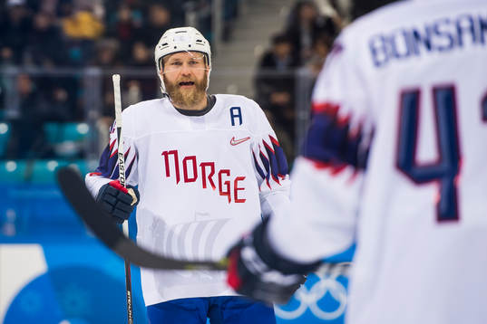 Patrick Thoresen of Norway in the Men's Ice Hockey