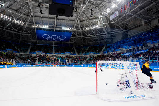 Dominik Kahun of Germany scores in the penalty shoot-out in