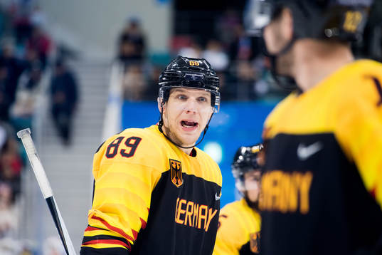 David Wolf of Germany in the Men's Ice Hockey Preliminary