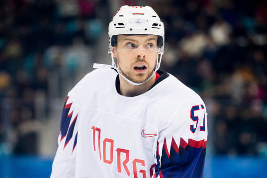 Mats Rosseli Olsen of Norway in the Men's Ice Hockey