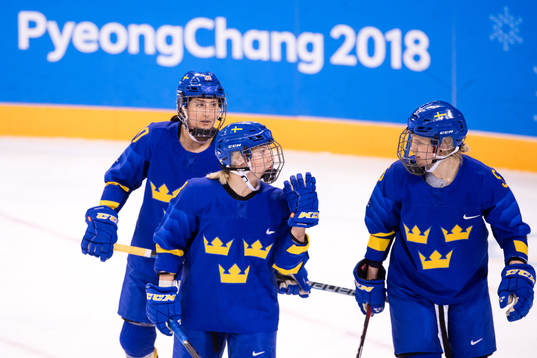 Annie Svedin, Fanny Rask and Johanna Fällman of Sweden in