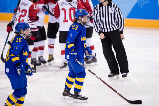 Rebecca Stenberg and Pernilla Winberg of Sweden looks
