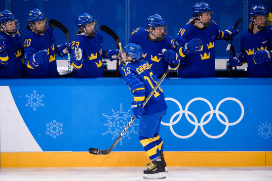 Lisa Johansson of Sweden celebrating the 1-1 goal  in the