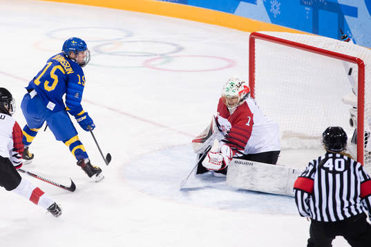 Lisa Johansson of Sweden scores the 1-1 goal  in the