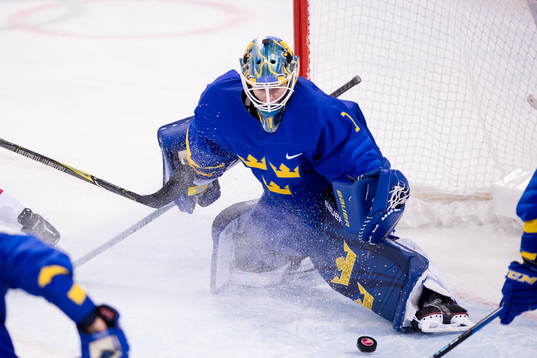 Goaltender Sara Grahn of Sweden in the Women's Ice Hockey