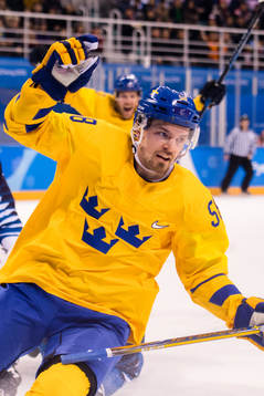 Anton Lander of Sweden celebrates the 1-0 goal in the Men's
