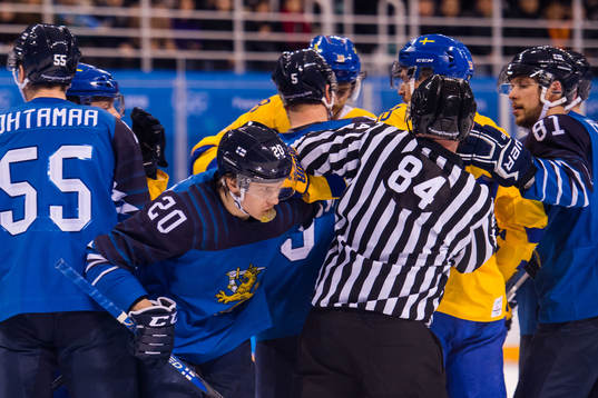 Brawl in the Men's Preliminary Round game between Sweden